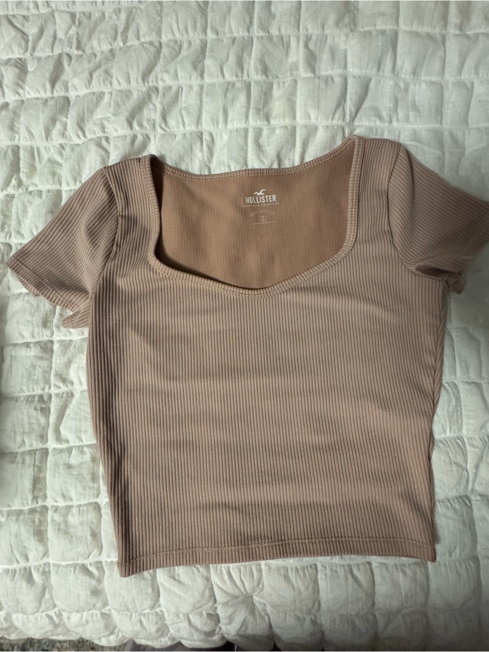 Hollister Ribbed Square-Neck Crop Top — Dusty Mauve